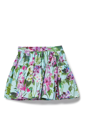 Floral-Print Flared Skirt